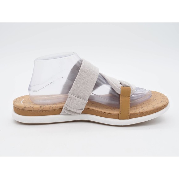 Clarks Sandals Womens 11 Gray Fabric Slides Open To Eliza Skip Platform Open Toe - Picture 3 of 12